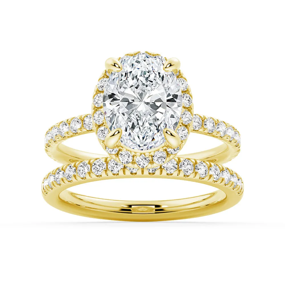 Oval Shaped Moissanite Couple's Ring Set with Men's Wedding Band sold by MSBLUE Jewelry product image thumbnail 4