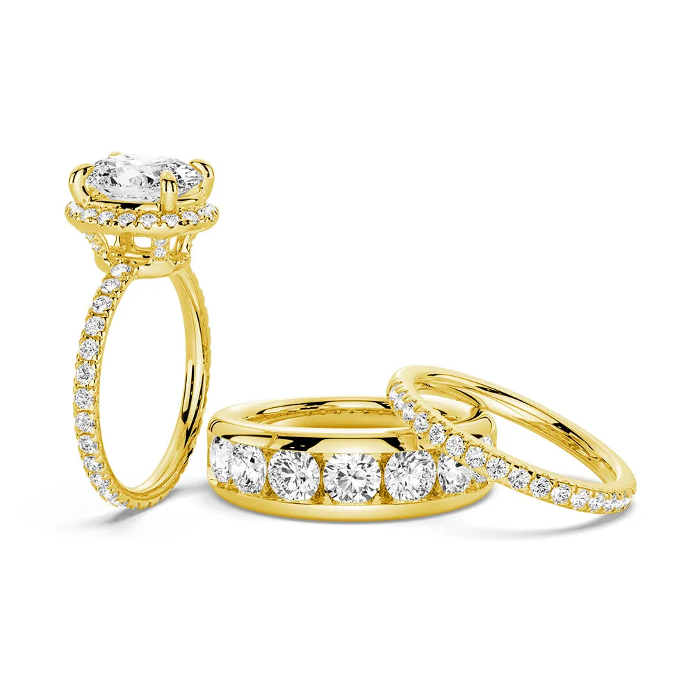 Oval Shaped Moissanite Couple's Ring Set with Men's Wedding Band sold by MSBLUE Jewelry product image thumbnail 2