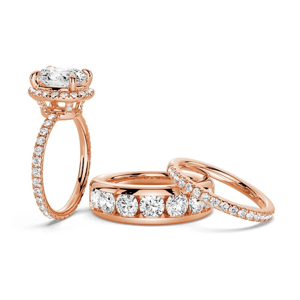 Oval Shaped Moissanite Couple's Ring Set with Men's Wedding Band sold by MSBLUE Jewelry product image thumbnail 3