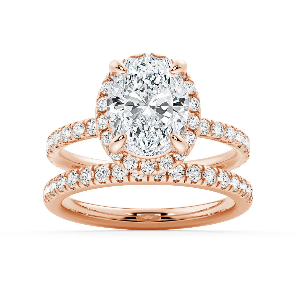 Oval Shaped Moissanite Couple's Ring Set with Men's Wedding Band sold by MSBLUE Jewelry product image thumbnail 5