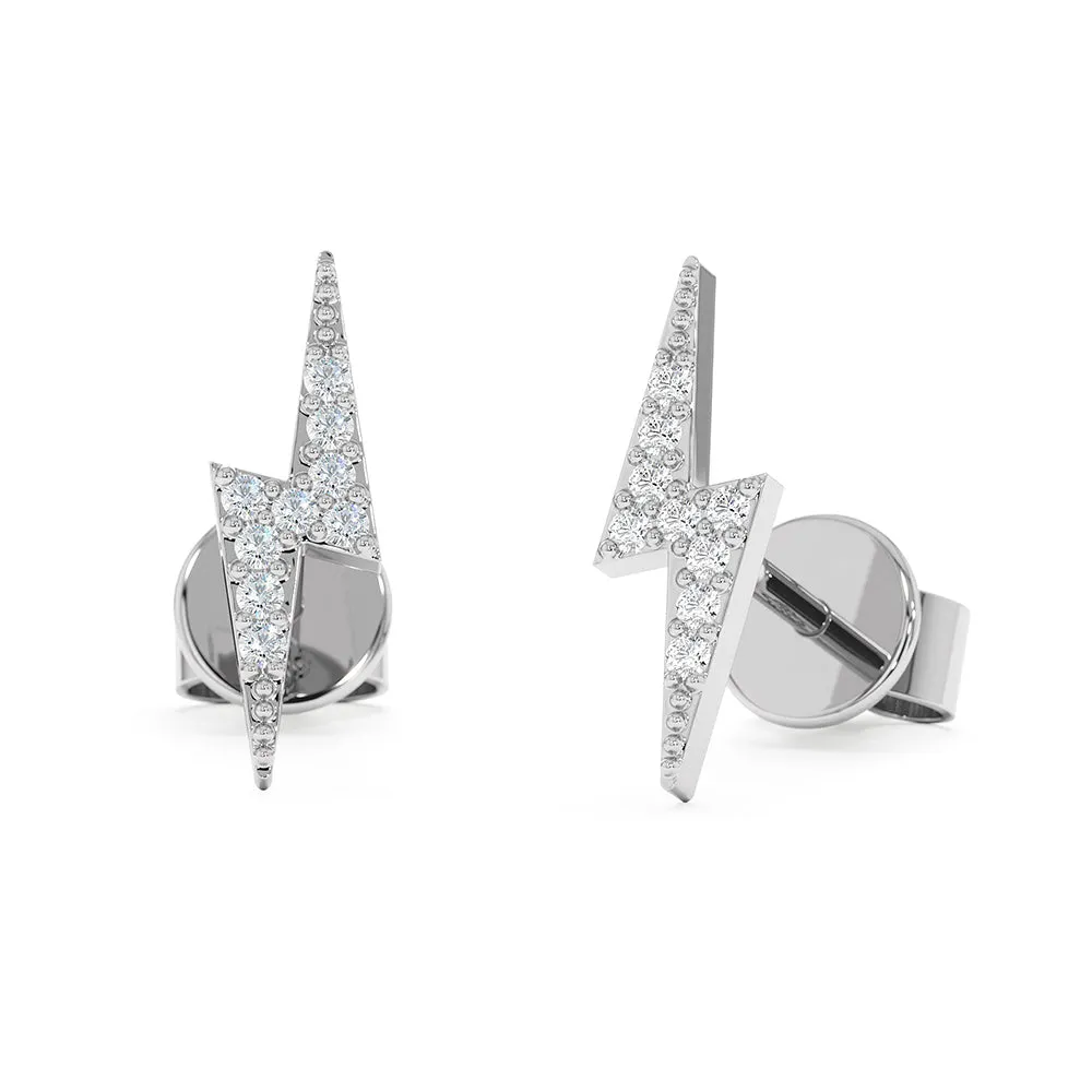 Pavé Lab Grown Diamond Lightning Bolt Stud Earrings sold by MSBLUE Jewelry product image thumbnail 2