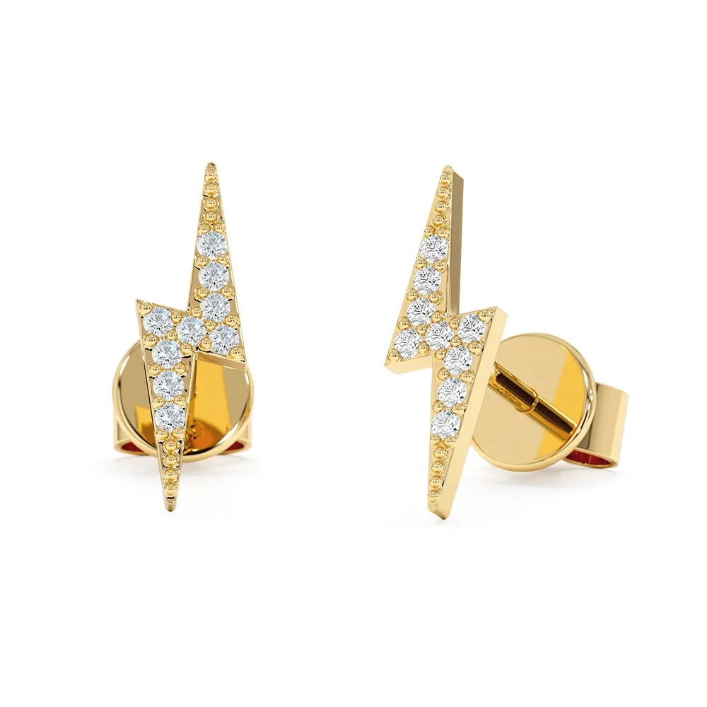 Pavé Lab Grown Diamond Lightning Bolt Stud Earrings sold by MSBLUE Jewelry
