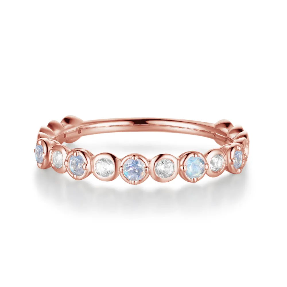 Moonstone And White Sapphire Half Eternity Band sold by MSBLUE Jewelry product image thumbnail 2