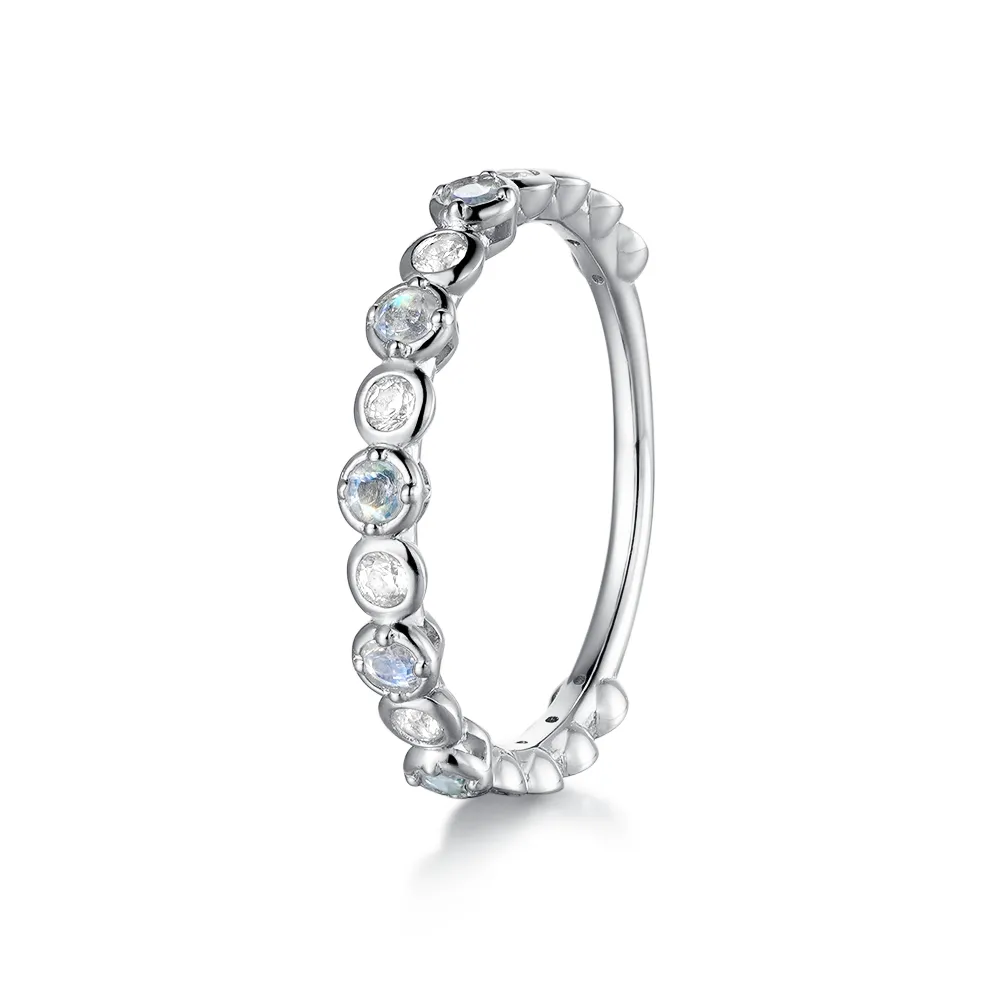 Moonstone And White Sapphire Half Eternity Band sold by MSBLUE Jewelry product image thumbnail 4