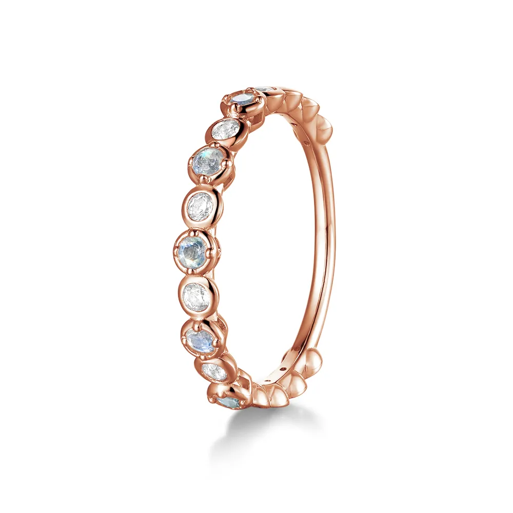 Moonstone And White Sapphire Half Eternity Band sold by MSBLUE Jewelry product image thumbnail 3