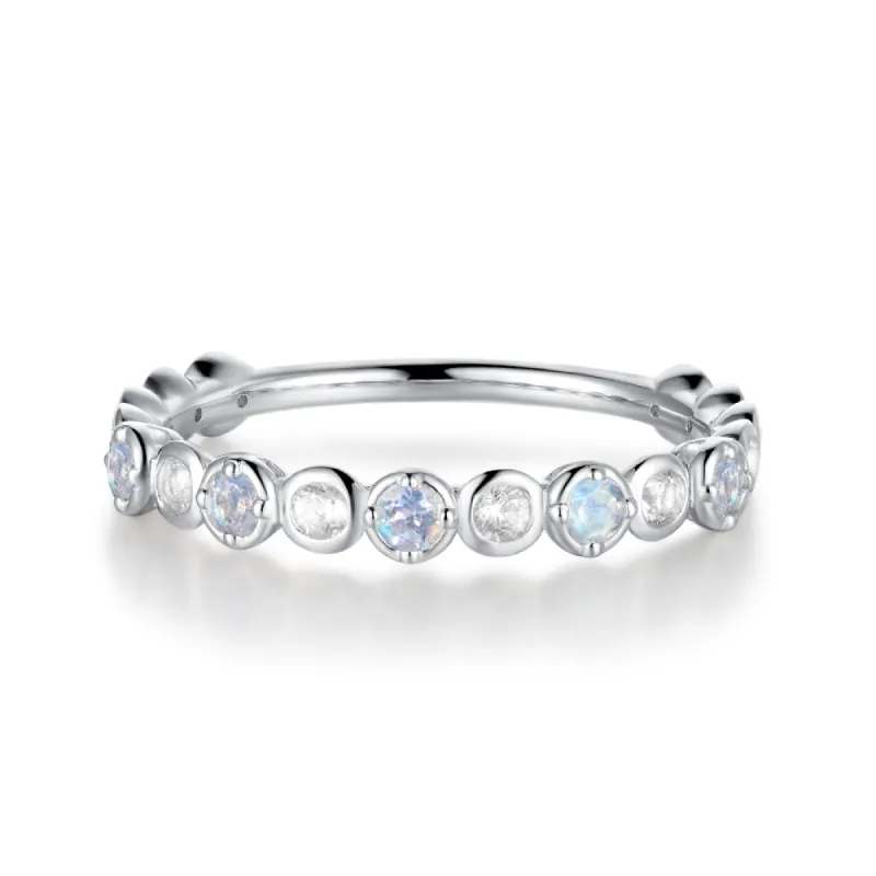Moonstone And White Sapphire Half Eternity Band sold by MSBLUE Jewelry