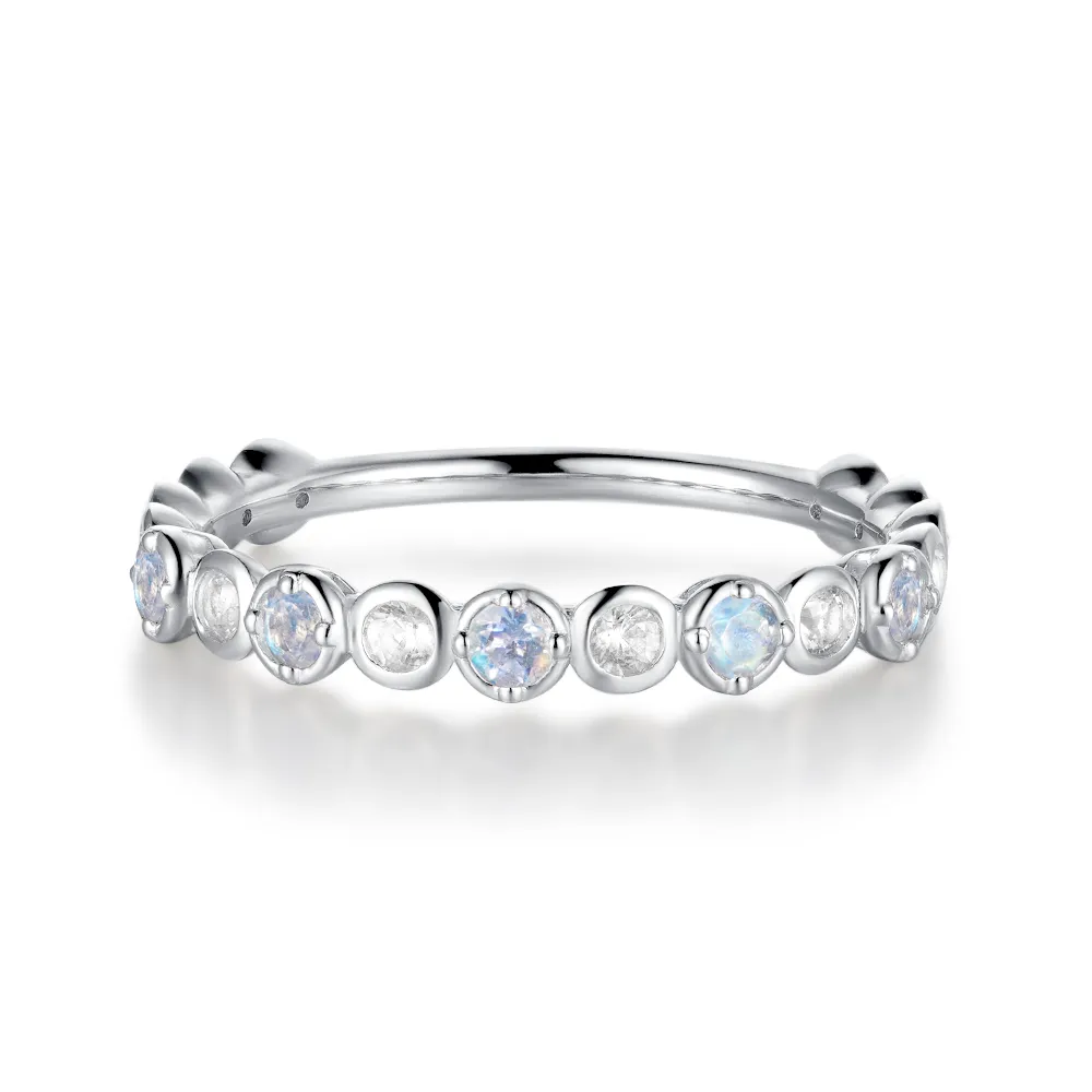 Moonstone And White Sapphire Half Eternity Band sold by MSBLUE Jewelry