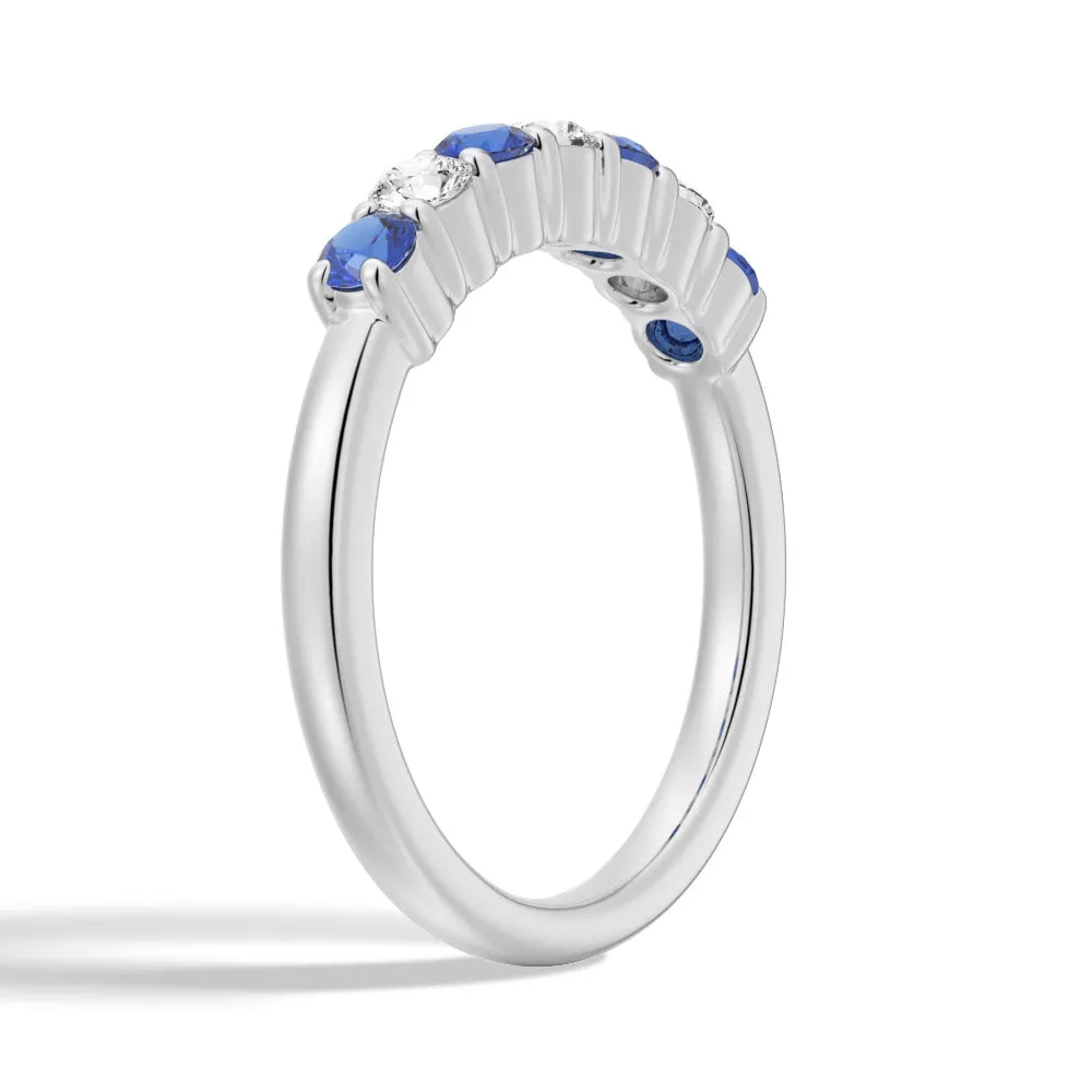 Blue Sapphire and White Sapphire Anniversary Band sold by MSBLUE Jewelry product image thumbnail 2