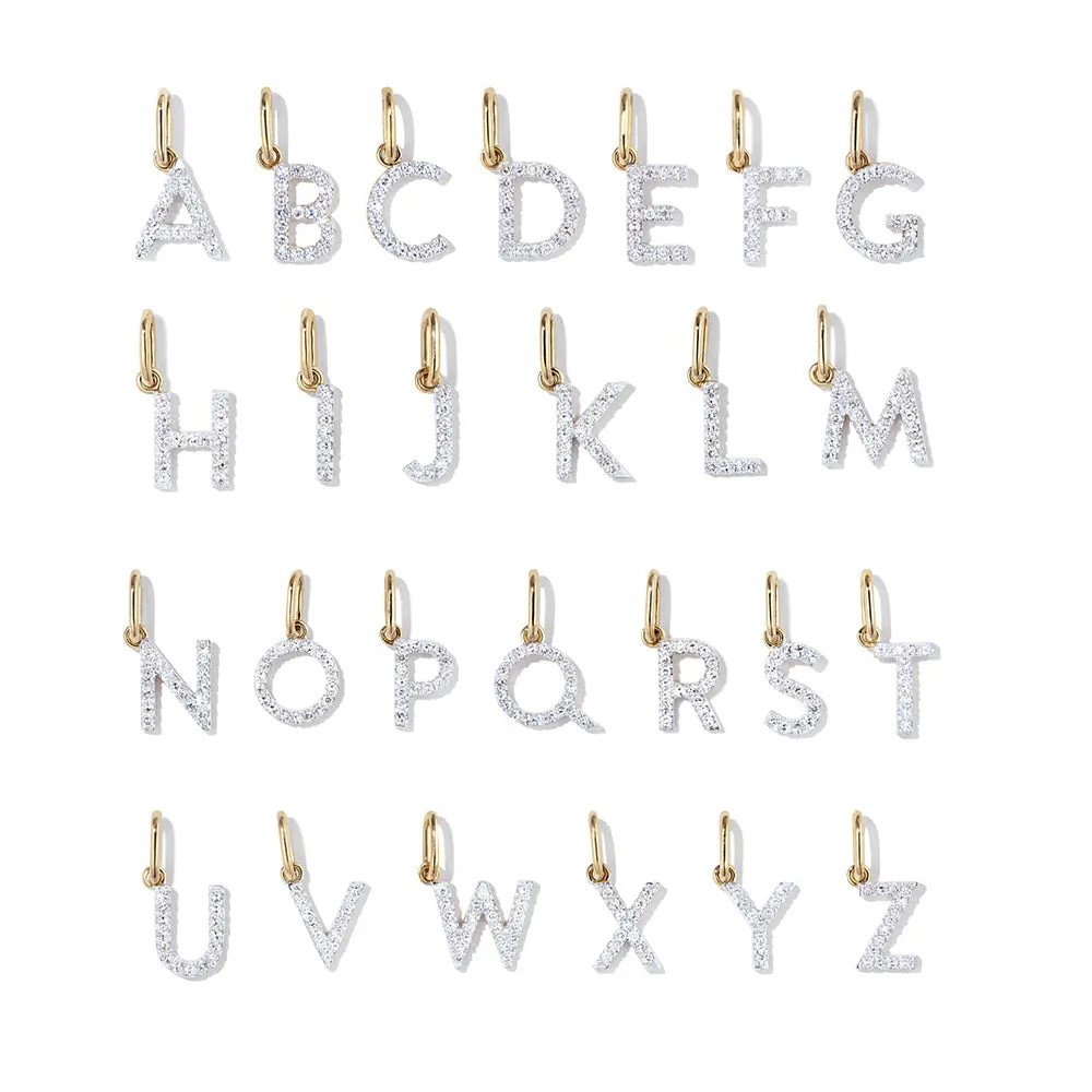 Pavé Lab Grown Diamond Initial Charm sold by MSBLUE Jewelry product image thumbnail 5