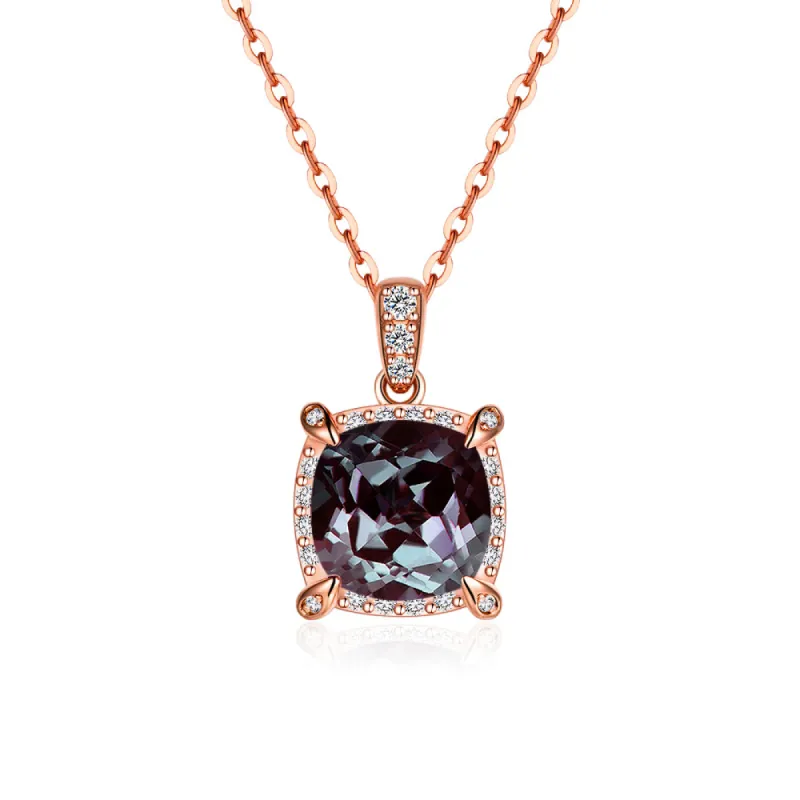 3 CT. Cushion Cut Alexandrite Moissanite Pave Pendant sold by MSBLUE Jewelry