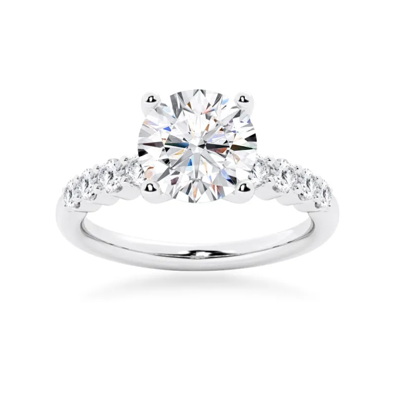 Classic Shared Prong Round Cut Moissanite Engagement Ring sold by MSBLUE Jewelry