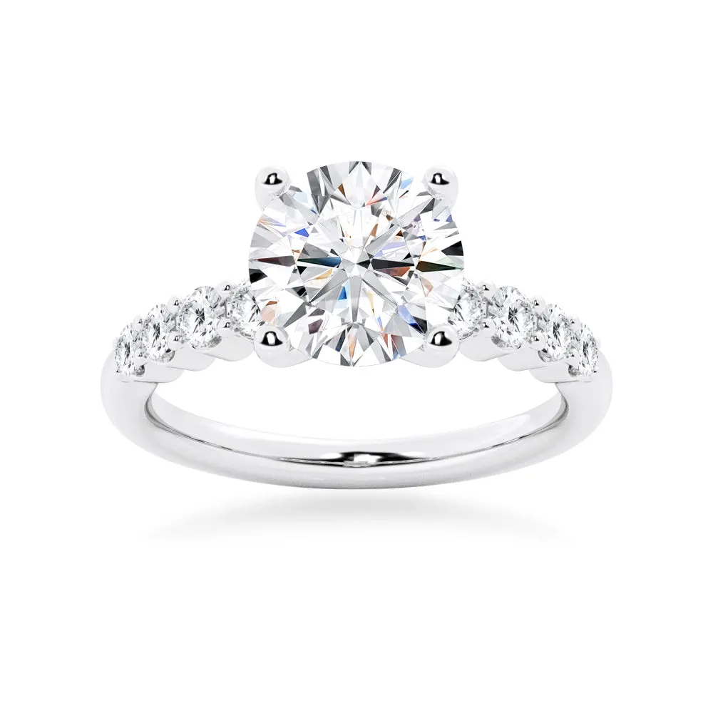 Classic Shared Prong Round Cut Moissanite Engagement Ring sold by MSBLUE Jewelry