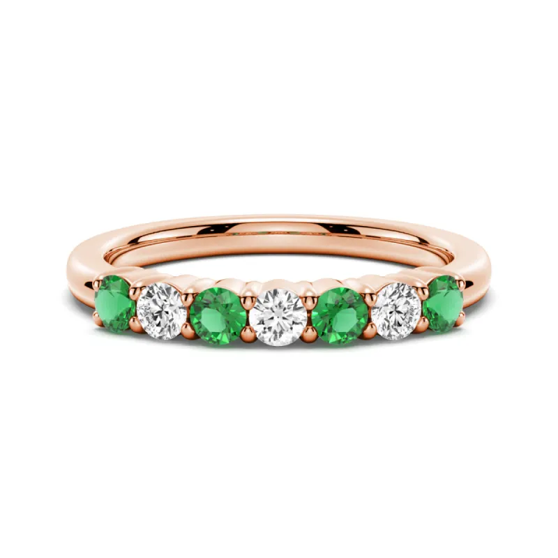 Emerald and White Sapphire Anniversary Band sold by MSBLUE Jewelry