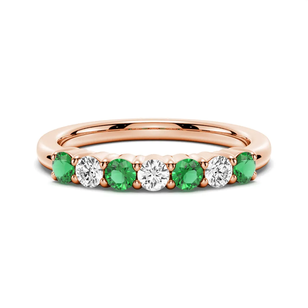 Emerald and White Sapphire Anniversary Band sold by MSBLUE Jewelry