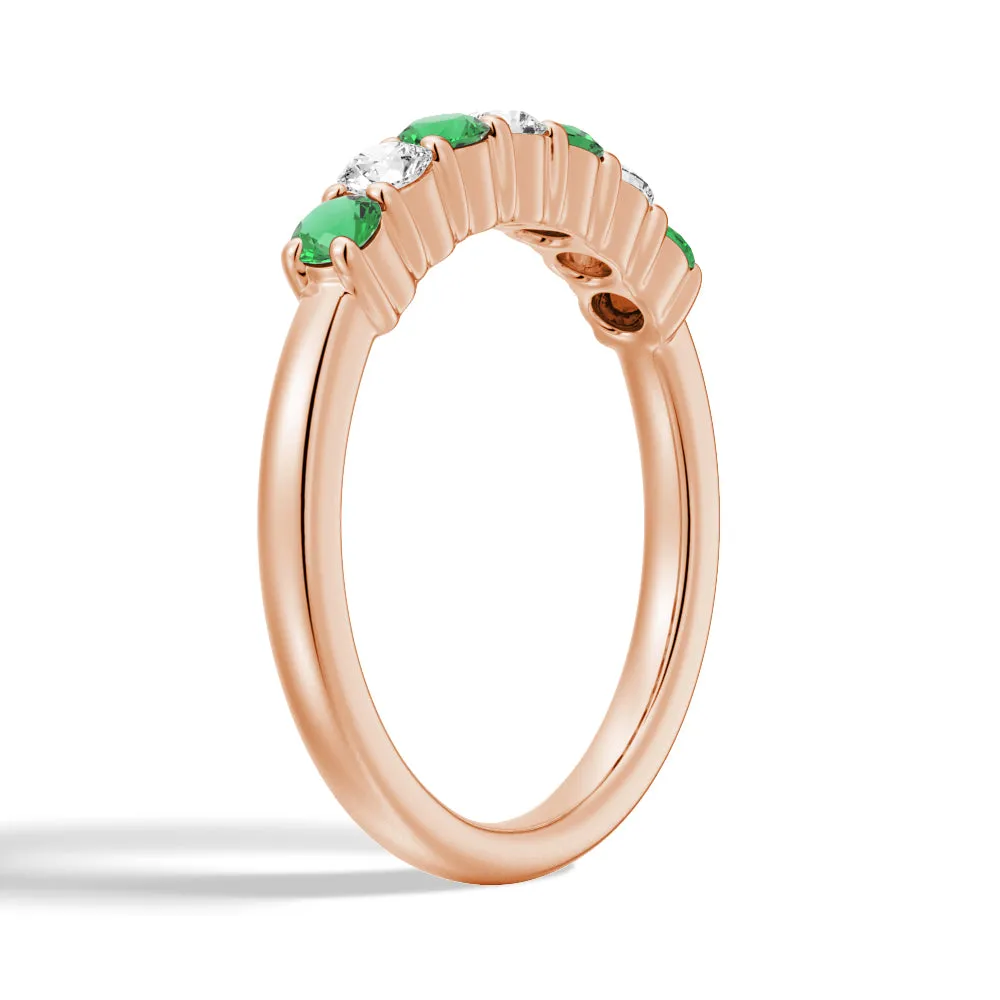 Emerald and White Sapphire Anniversary Band sold by MSBLUE Jewelry product image thumbnail 2