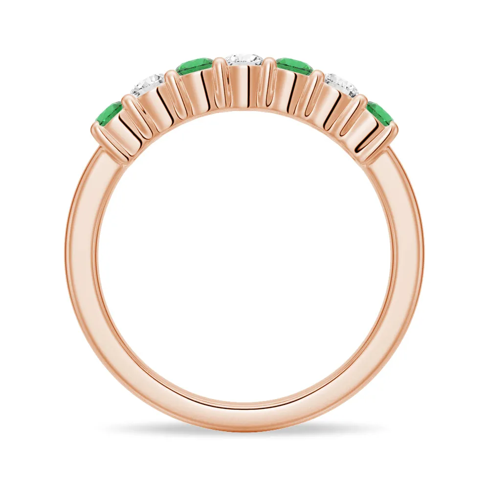 Emerald and White Sapphire Anniversary Band sold by MSBLUE Jewelry product image thumbnail 3