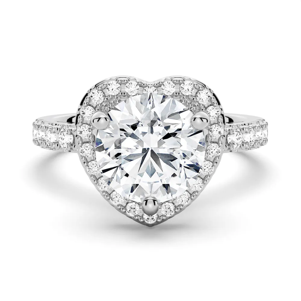 Brilliant Heart Moissanite Halo Engagement Ring sold by MSBLUE Jewelry