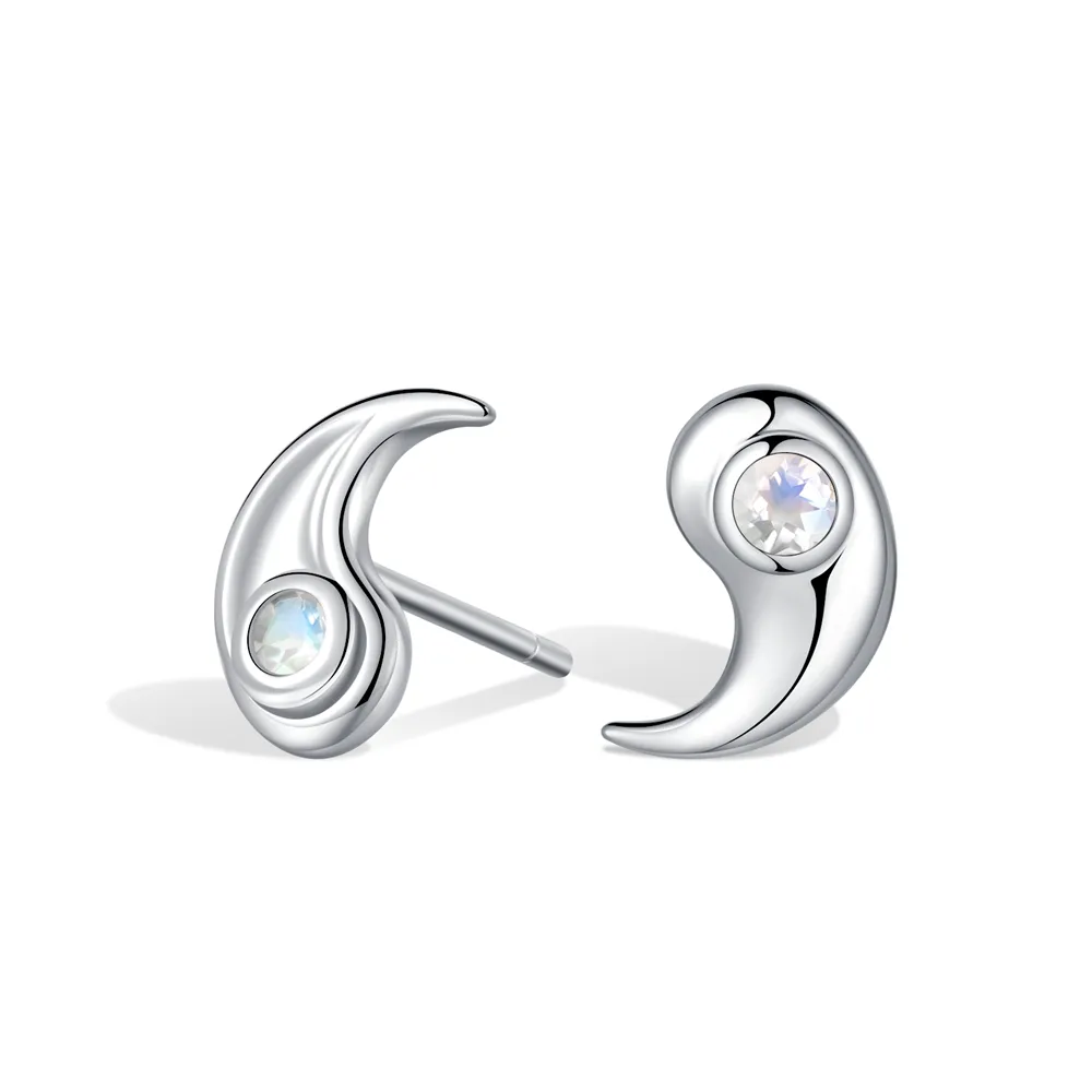 Moonstone Yin Yang Stud Earrings sold by MSBLUE Jewelry