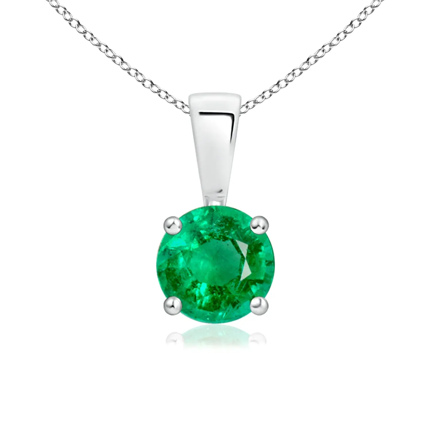 1 CT. Classic Round Lab-Grown Emerald Solitaire Pendant sold by MSBLUE Jewelry