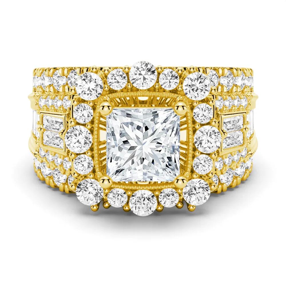 Multi Stone Princess Cut Moissanite Vintage Engagement Ring sold by MSBLUE Jewelry product image thumbnail 2