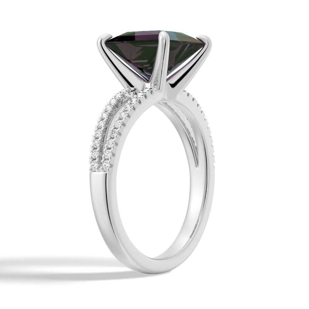 3 CT. Princess Cut Alexandrite Engagement Ring With Split Band sold by MSBLUE Jewelry product image thumbnail 2