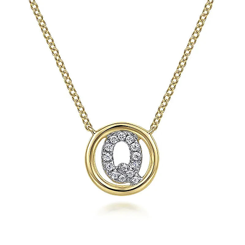 Round Pavé Initial Q Pendant Necklace sold by MSBLUE Jewelry product image thumbnail 2