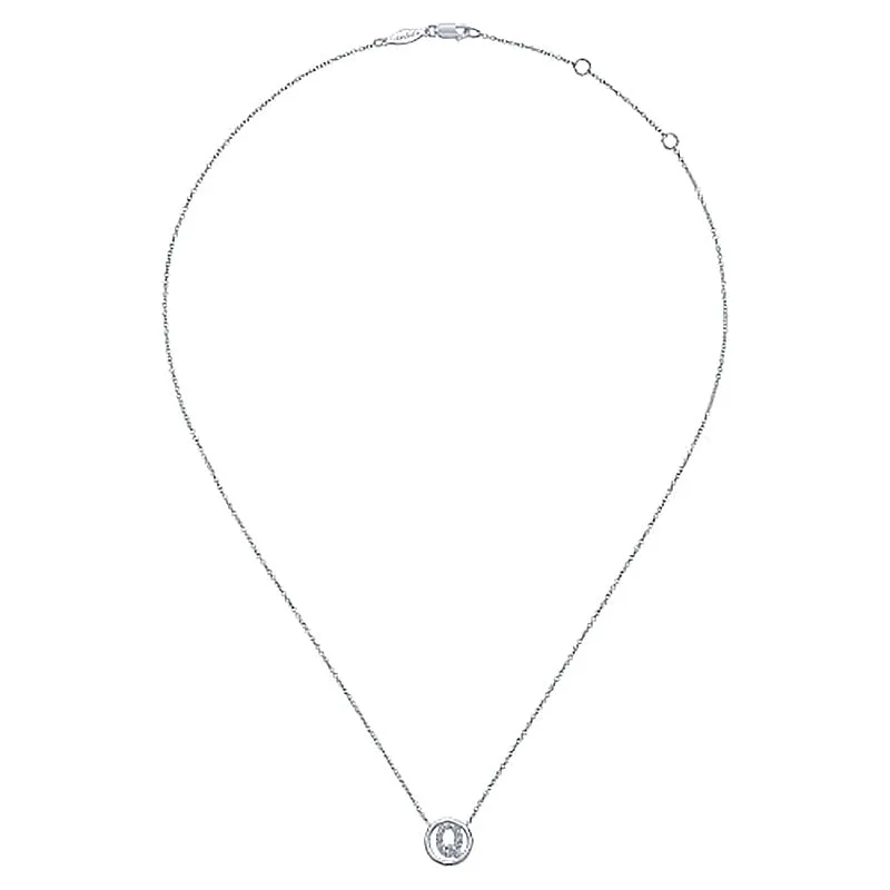 Round Pavé Initial Q Pendant Necklace sold by MSBLUE Jewelry product image thumbnail 3