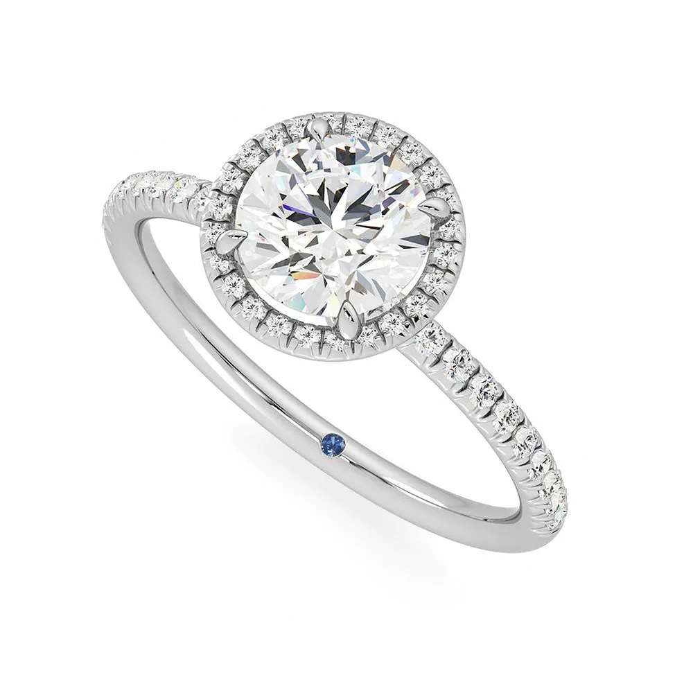 Round Halo Moissanite Engagement Ring with Hidden Anniversary Stone Accent sold by MSBLUE Jewelry product image thumbnail 2