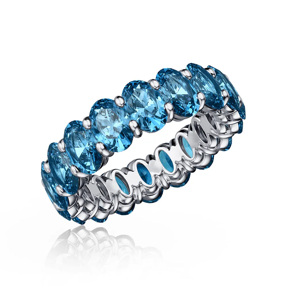 Oval White Sapphire Eternity Wedding Band sold by MSBLUE Jewelry product image thumbnail 5