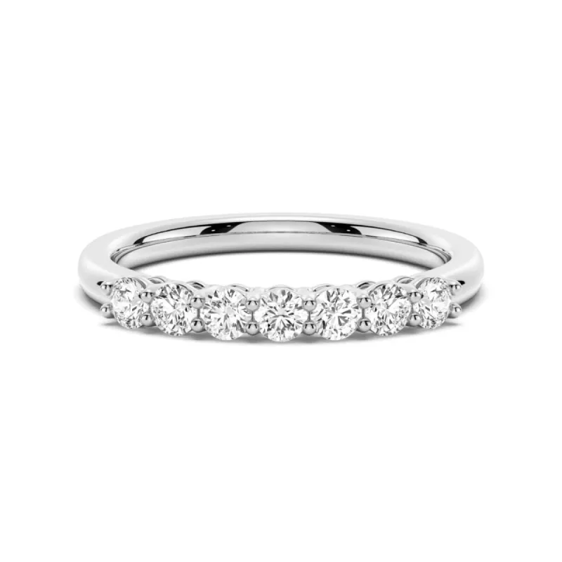 2.5mm 7 Stone French Pave Moissanite Wedding Band sold by MSBLUE Jewelry