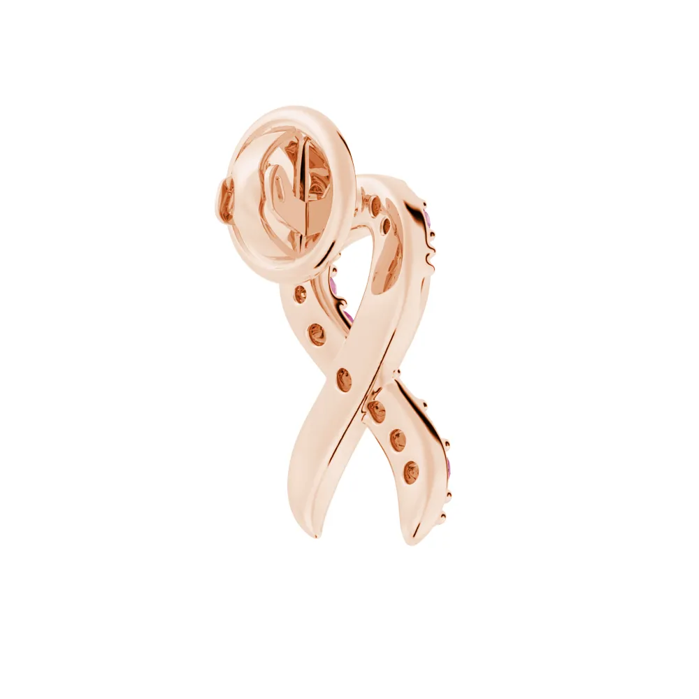 "Faith Over Fear" Ribbon Brooch Pin In Rose Gold With Pavé Pink Sapphires sold by MSBLUE Jewelry product image thumbnail 4