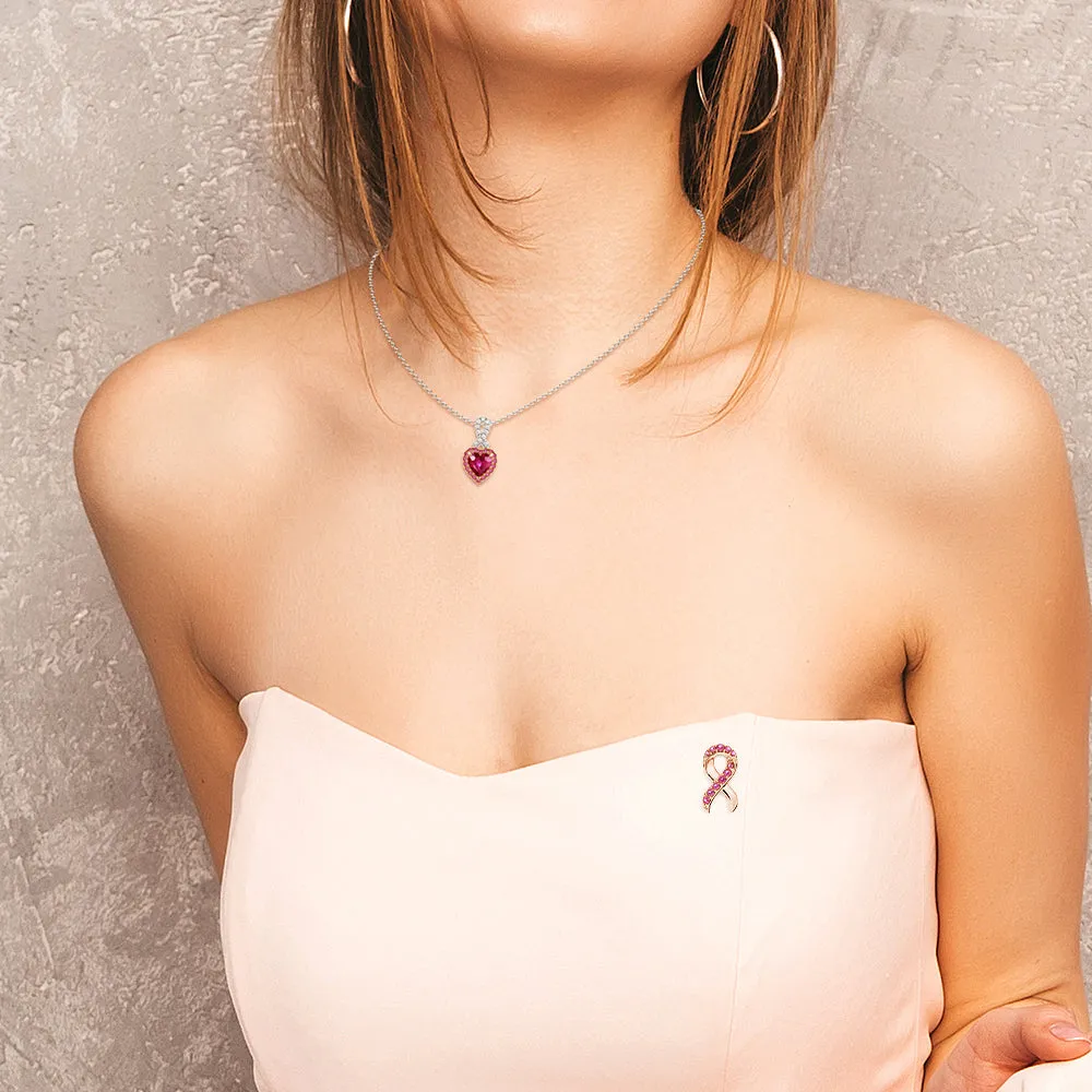 "Faith Over Fear" Ribbon Brooch Pin In Rose Gold With Pavé Pink Sapphires sold by MSBLUE Jewelry product image thumbnail 5