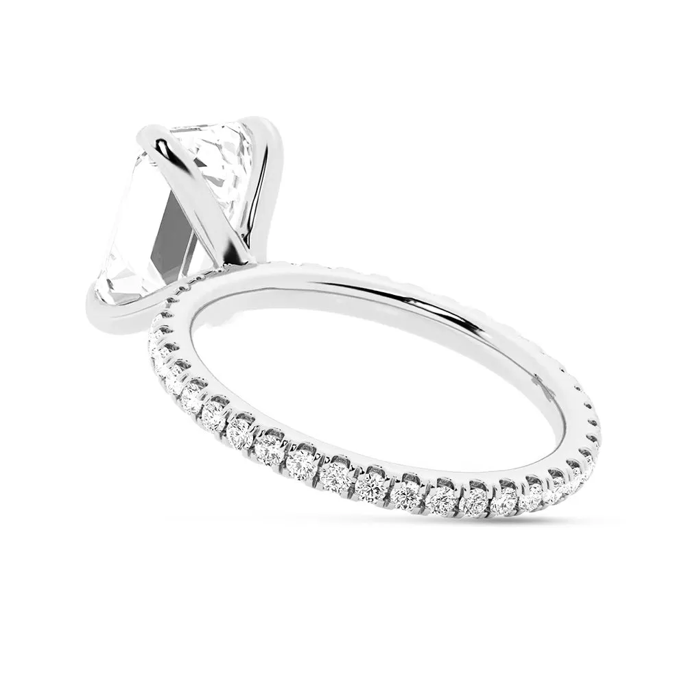 Emerald Cut Moissanite Engagement Ring With Eternity Pave Band sold by MSBLUE Jewelry product image thumbnail 5