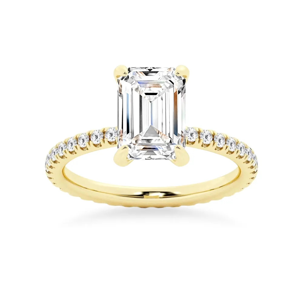 Emerald Cut Moissanite Engagement Ring With Eternity Pave Band sold by MSBLUE Jewelry product image thumbnail 2