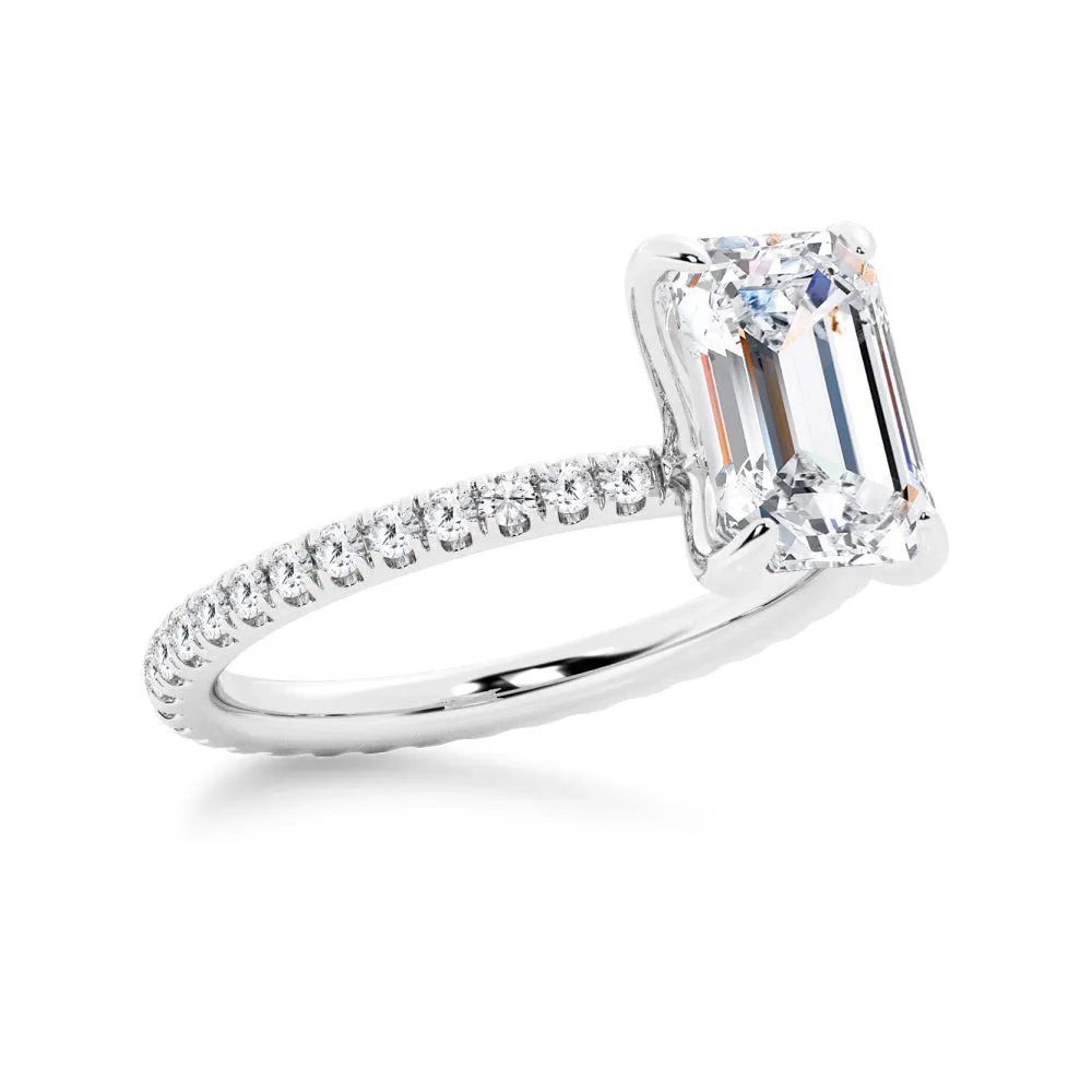 Emerald Cut Moissanite Engagement Ring With Eternity Pave Band sold by MSBLUE Jewelry product image thumbnail 4