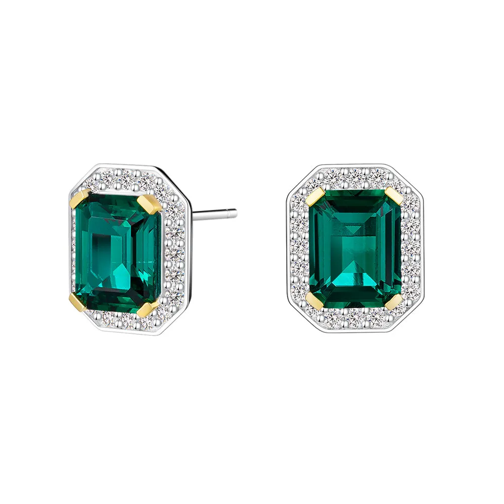 6 Ctw Emerald Cut Emerald Stud Earrings With Moissanite Pave Halo sold by MSBLUE Jewelry product image thumbnail 4