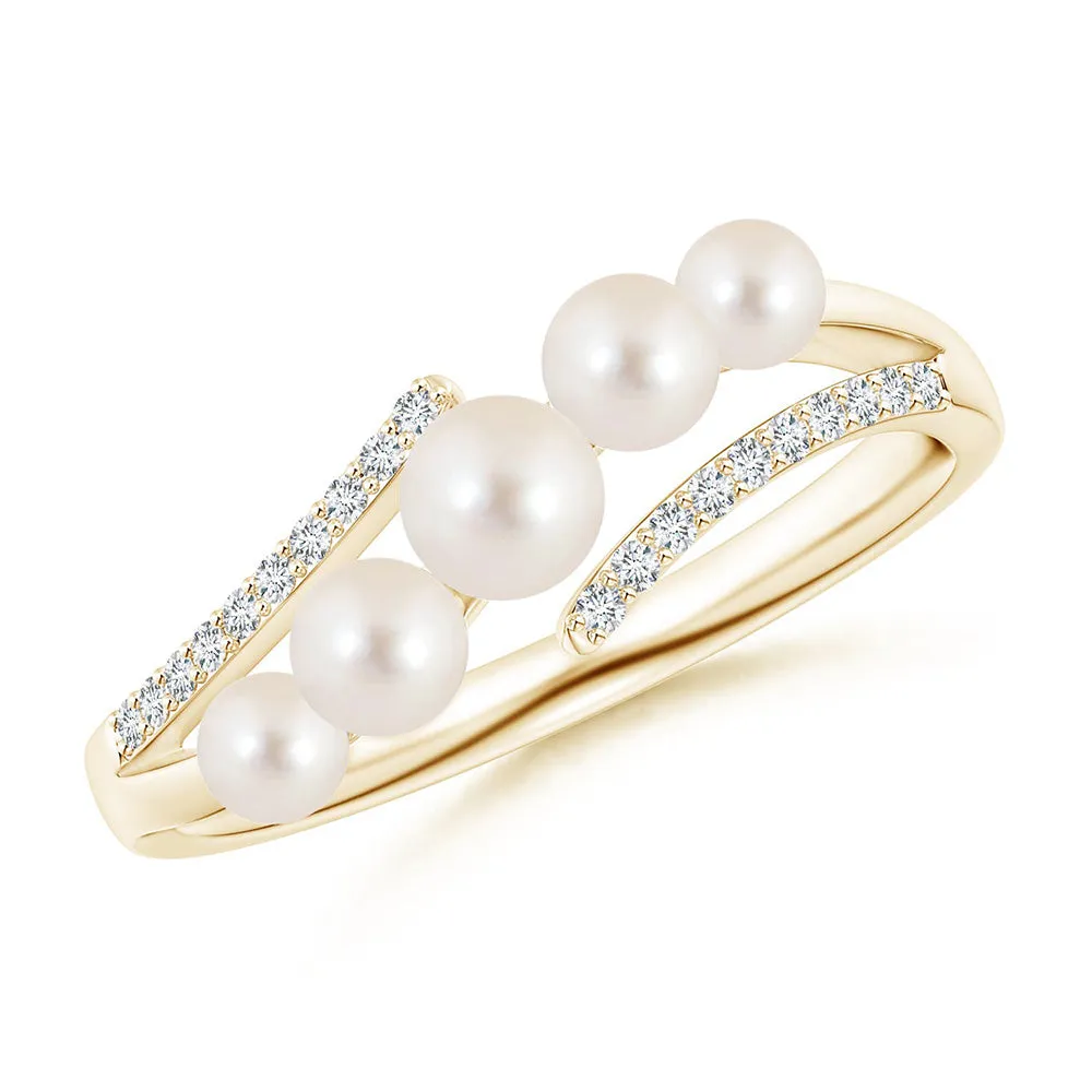 Graduated Five Freshwater Cultured Pearls Ring sold by MSBLUE Jewelry product image thumbnail 2
