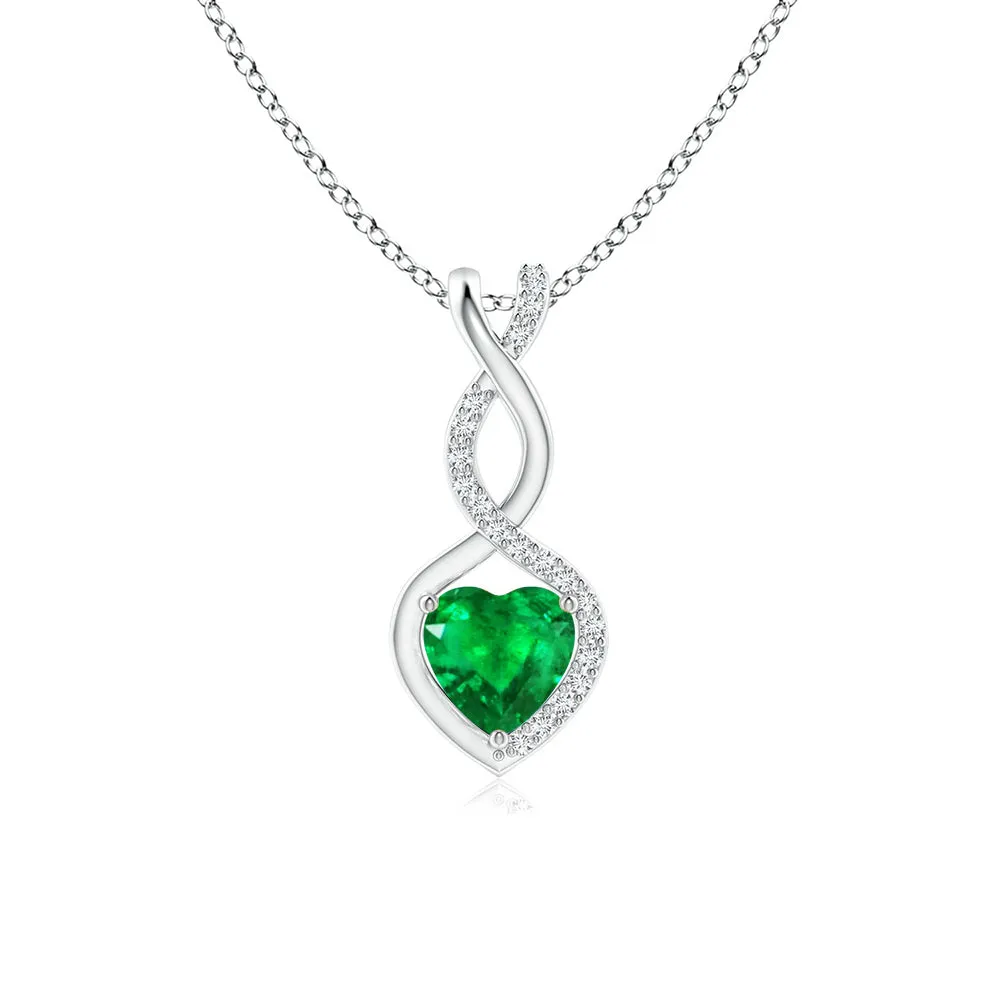 1 CT. Emerald Infinity Heart Pendant with Diamonds sold by MSBLUE Jewelry