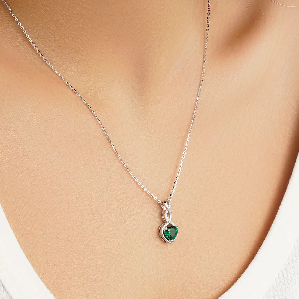 1 CT. Emerald Infinity Heart Pendant with Diamonds sold by MSBLUE Jewelry product image thumbnail 5