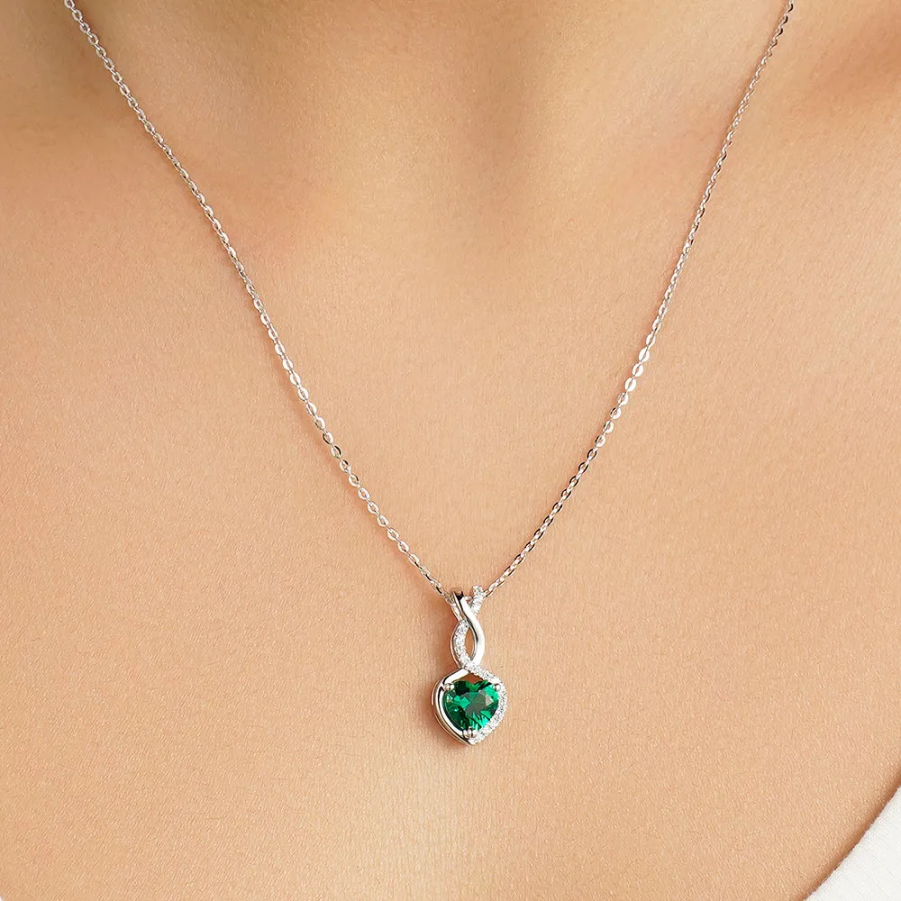 1 CT. Emerald Infinity Heart Pendant with Diamonds sold by MSBLUE Jewelry product image thumbnail 3