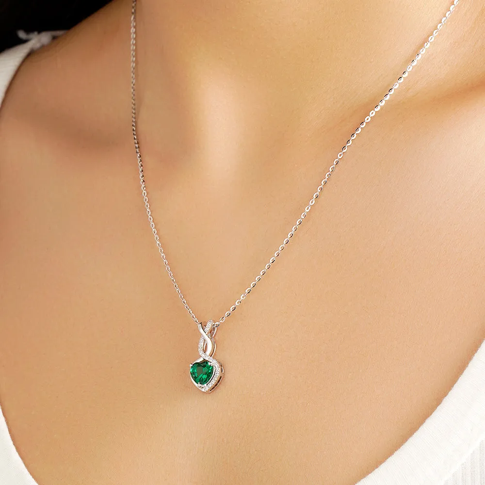 1 CT. Emerald Infinity Heart Pendant with Diamonds sold by MSBLUE Jewelry product image thumbnail 4