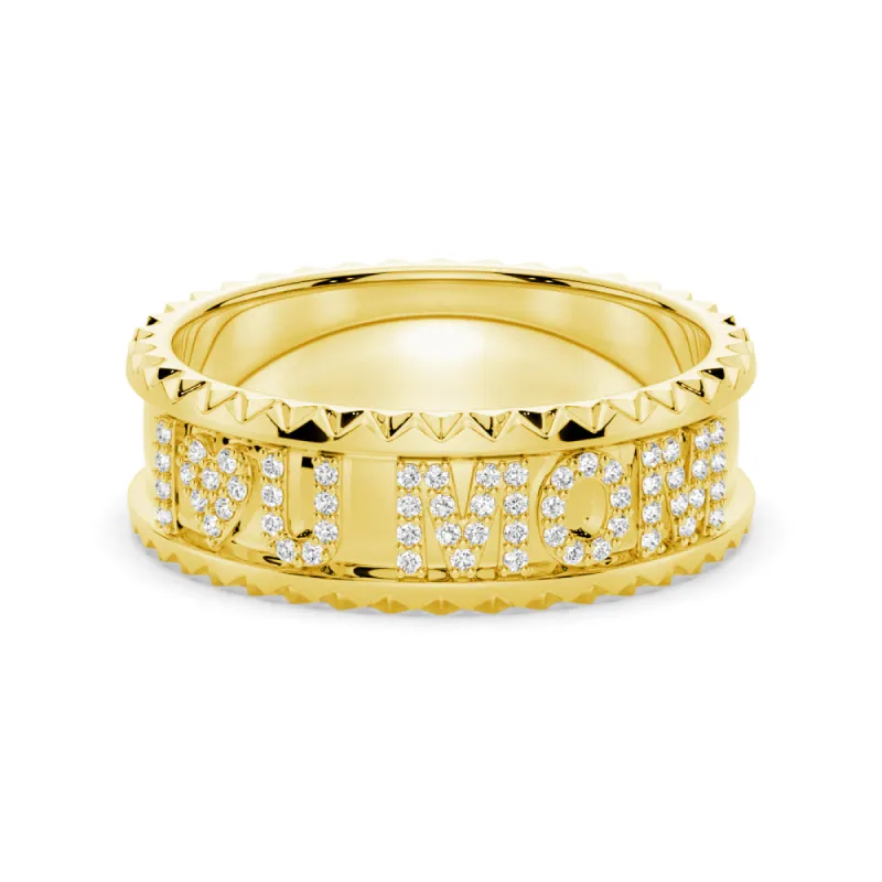 Custom Signature "I ♡ U MOM" Wedding Band sold by MSBLUE Jewelry