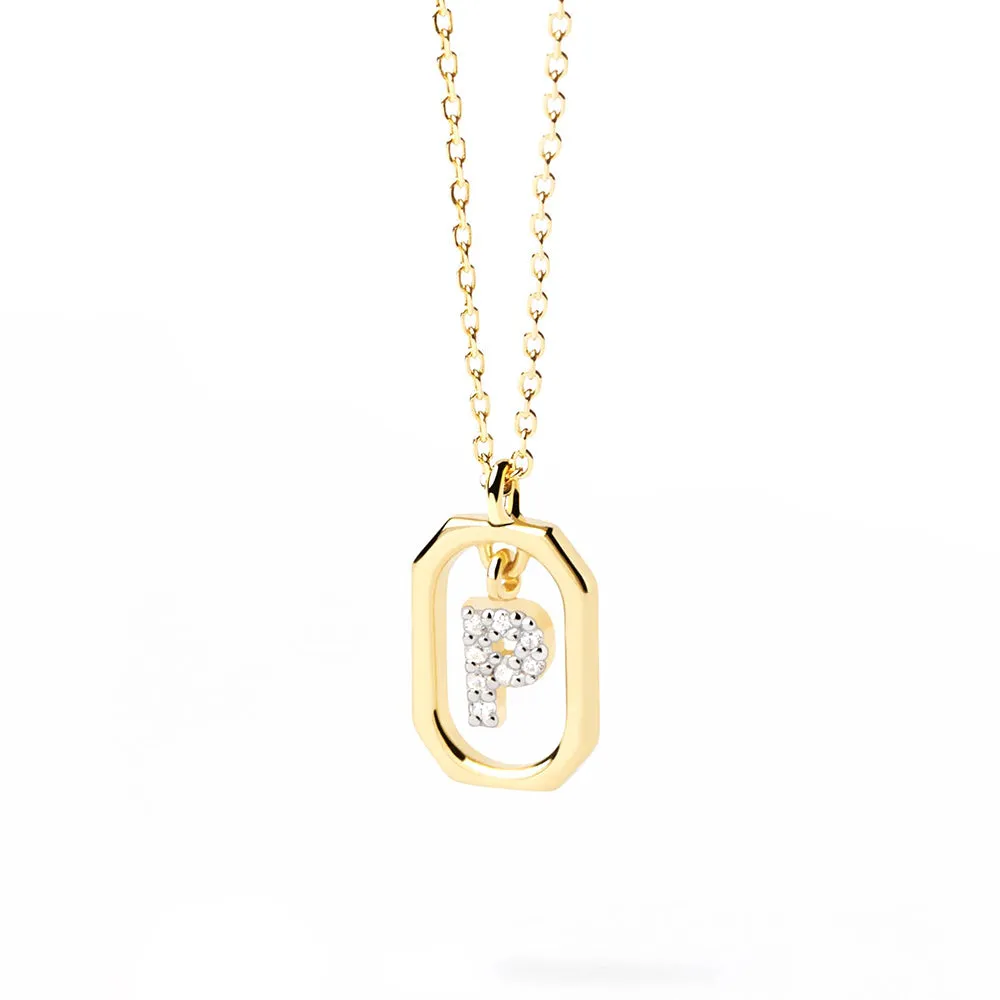 Moissanite Initial P Dangle Pendant Necklace sold by MSBLUE Jewelry product image thumbnail 2