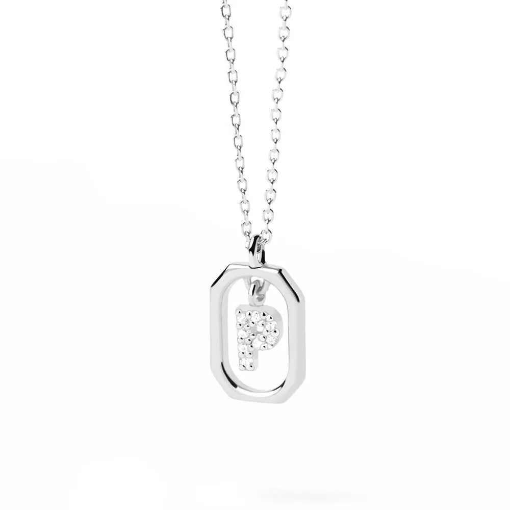 Moissanite Initial P Dangle Pendant Necklace sold by MSBLUE Jewelry