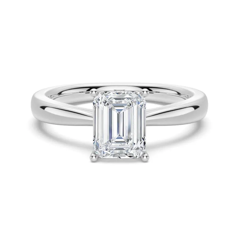 2 CT. Tapered Solitaire Emerald Cut Engagement Ring sold by MSBLUE Jewelry
