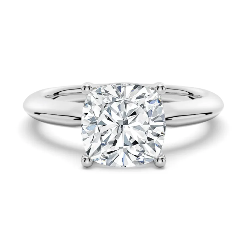 Knife Edge Solitaire Cushion Cut Moissanite Engagement Ring sold by MSBLUE Jewelry