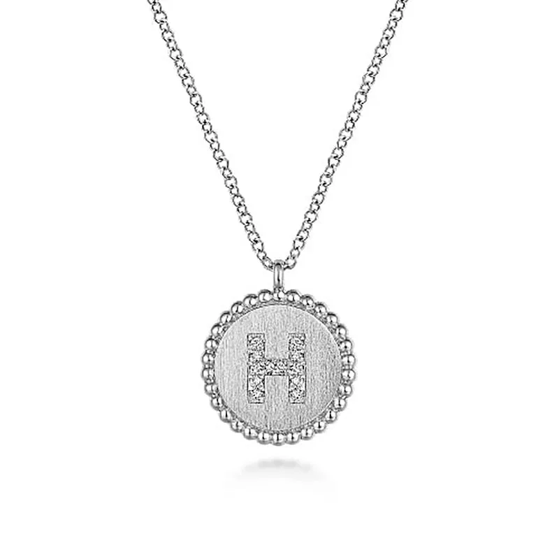 Initial H Medallion Necklace sold by MSBLUE Jewelry