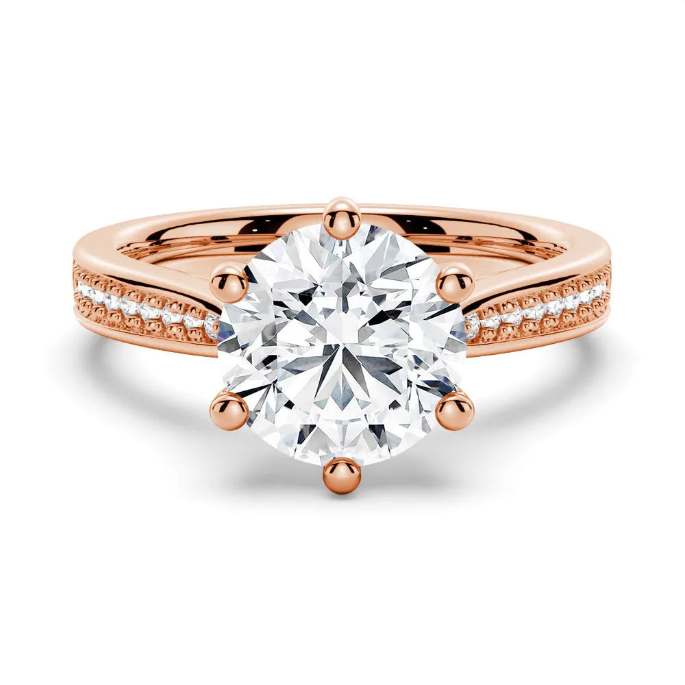 Six Prongs Moissanite Engagement Ring With Tapered Pavé Band sold by MSBLUE Jewelry product image thumbnail 3