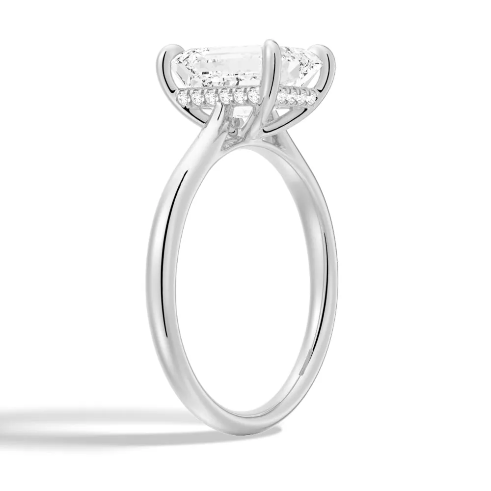 Solitaire Emerald Cut Engagement Ring With Hidden Halo sold by MSBLUE Jewelry product image thumbnail 4
