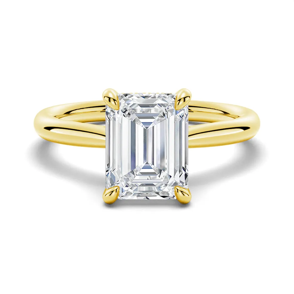 Solitaire Emerald Cut Engagement Ring With Hidden Halo sold by MSBLUE Jewelry product image thumbnail 2